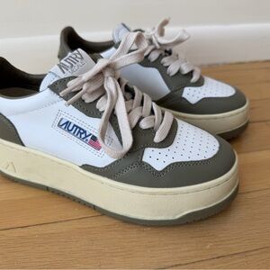 Autry Platform Women's Sneakers in White and Olive